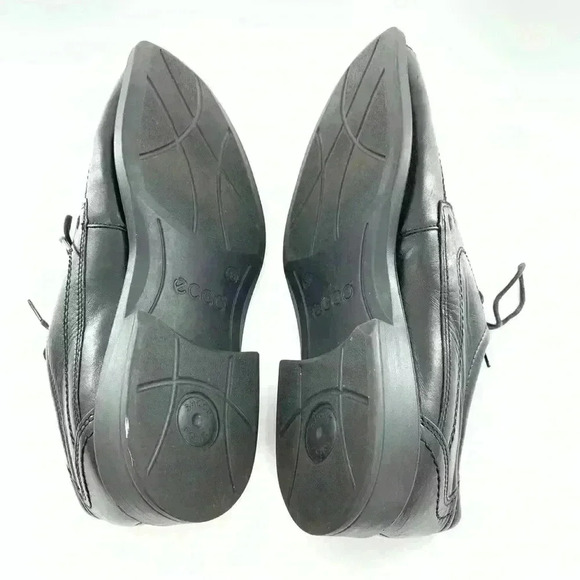 Ecco mens oxfords size 44 black leather lace up square toe - Picture 5 of 12